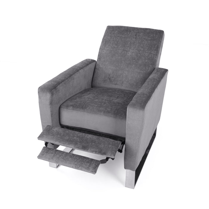 Bolt - Upholstered Recliner Chair With Stainless Steel Base - Gray / Chrome