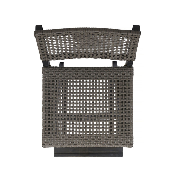 Outdoor Folding Acacia Wood Barstools With Rattan Backrest And Seat