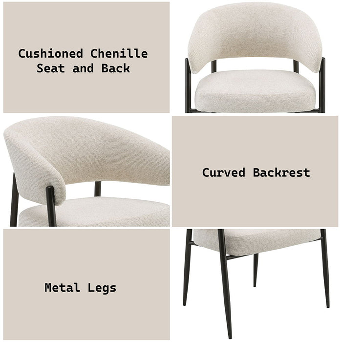 Jirina - Chenille Arm Chair With Metal Legs Set of 2) - Beige & Black