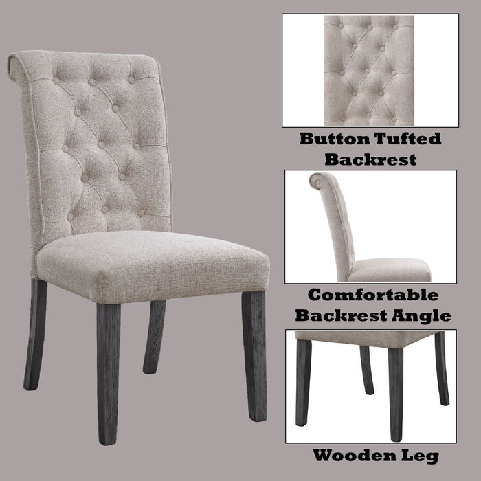 Yabeina - Side Chair Set of 2) - Beige Linen & Gray