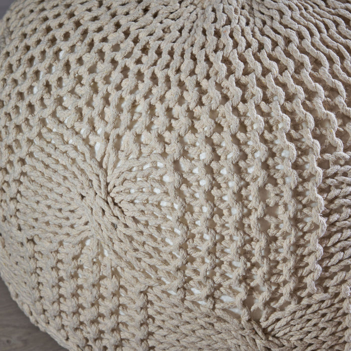 Bordeaux - Knitted Cotton Round Pouf