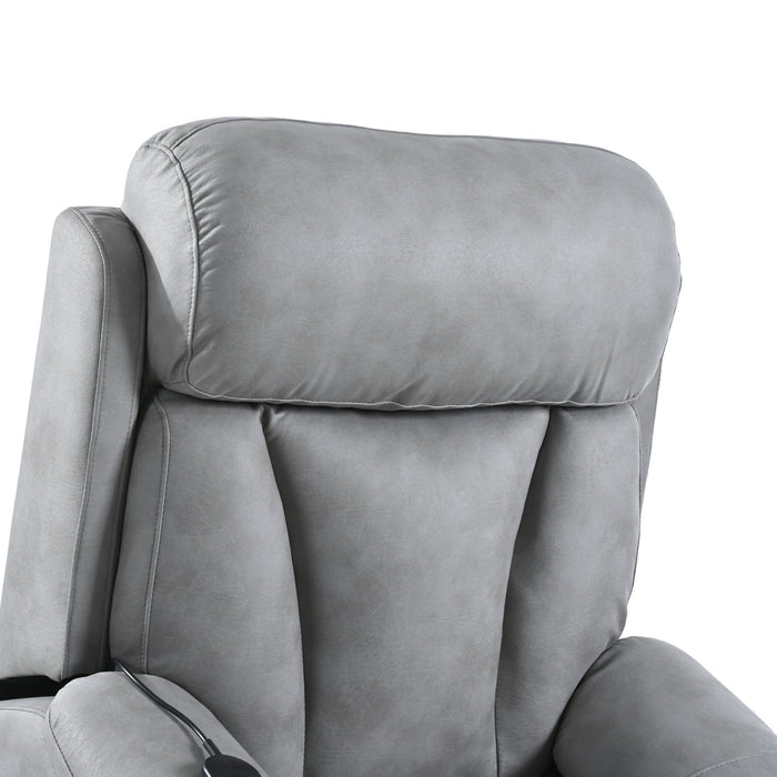 Electric Power Lift Recliner Chair, Fabric Recliner Chair, Home Theater Seating, Living Room Chair, Side Pocket, Remote Control - Light Gray