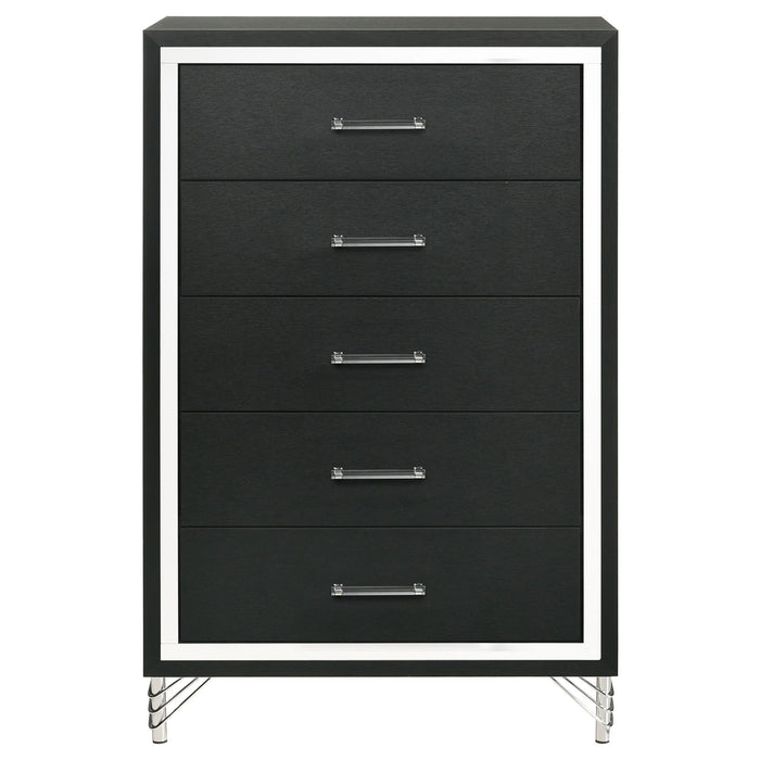 Malcolm - 5 Drawer Bedroom Chest - Black