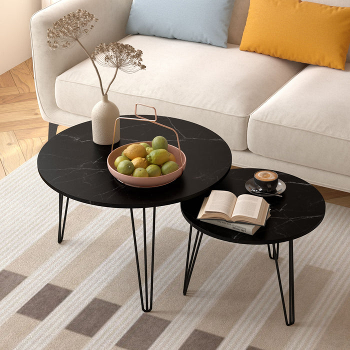 Round Nesting Coffee Table For Living Room (Set of 2)