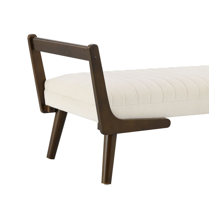 Mid-Century Bench With Wood Legs