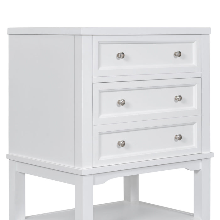 24" Bathroom Vanity Without Sink, Base Only, Storage Cabinet With Drawer And Open Shelf - White