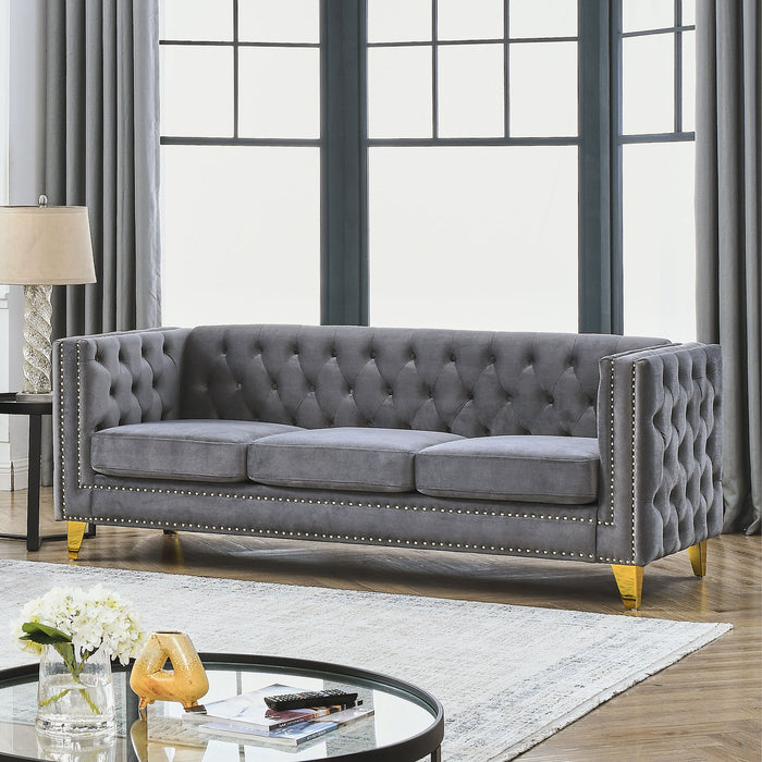 Modern Sofa With Button Tufting, Upholstered Couch For Living Room