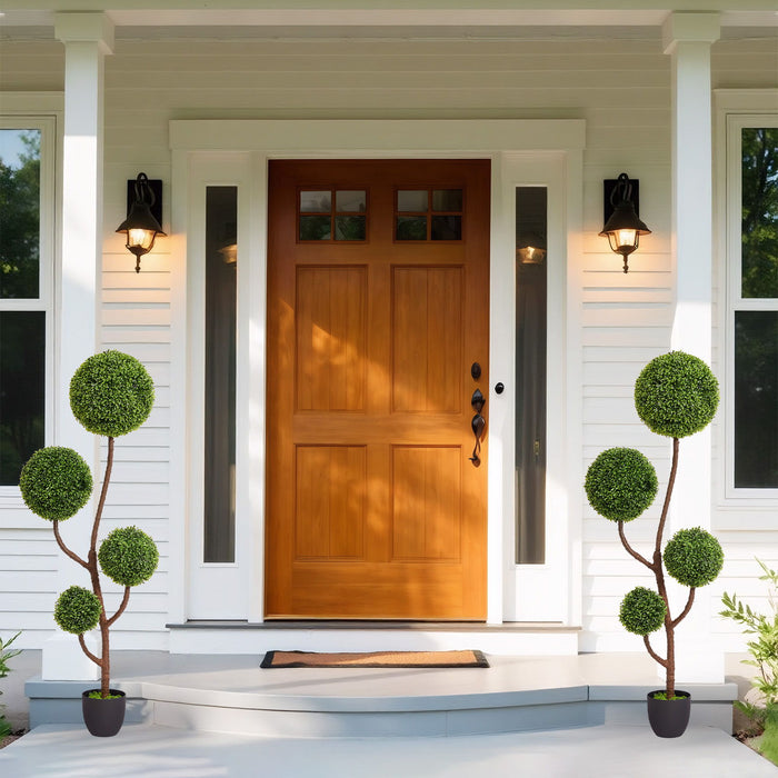 Artificial Boxwood Topiary Tree Triple Ball Shaped Faux Plant 150 Cm - Green