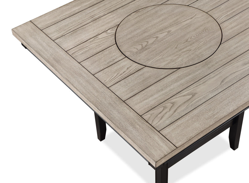 Contemporary Transitional Counter Height Dining Table With 20" Lazy Susan Light Gray Tow-Tone Finish Wooden Wood Veneers Solid Wood Dining Room Furniture