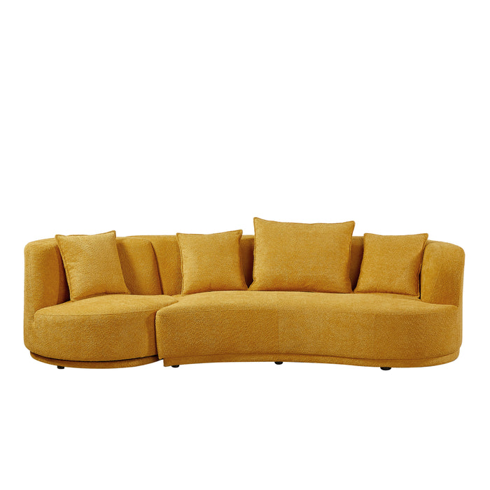 Liyasi Living Room Sofa Set With Luxury Teddy Fleece, 2 Seater, Armchair Swivel 360 Degree - Yellow