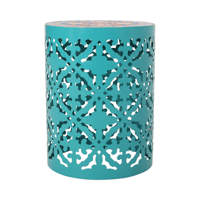 Airy - Outdoor Side Table With Lace Cut Design And Metal Frame