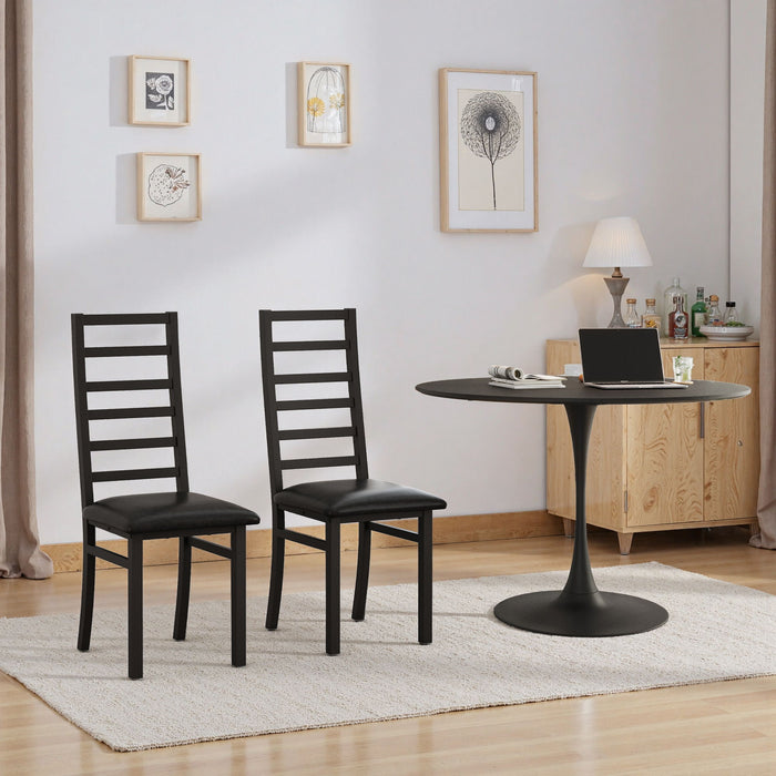 Metal Dining Chairs With Steel Legg, High Back Armless Design