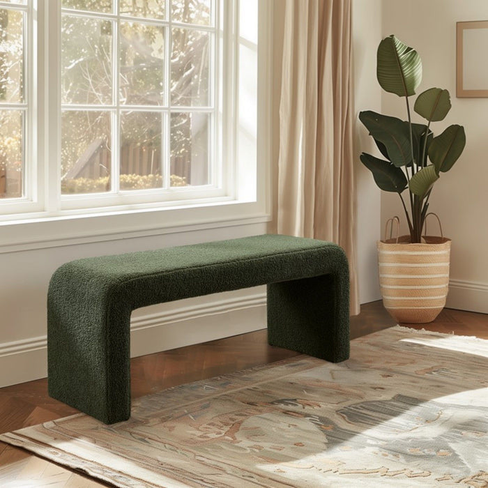 Modern Contemporary Boucle Waterfall Bench