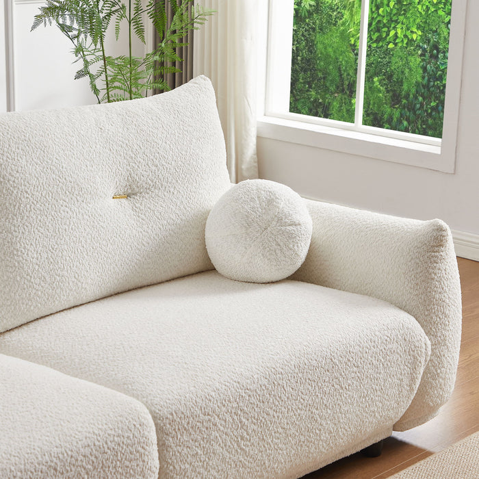 2 Seater Cushion Sofa With 2 Cushions And 2 Ball Pillows