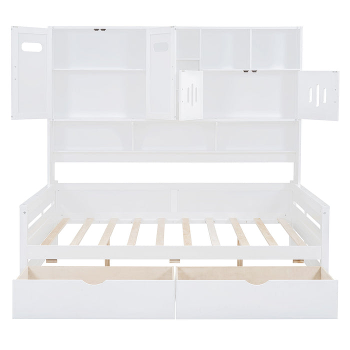 Daybed With All-In-One Cabinet And Shelf