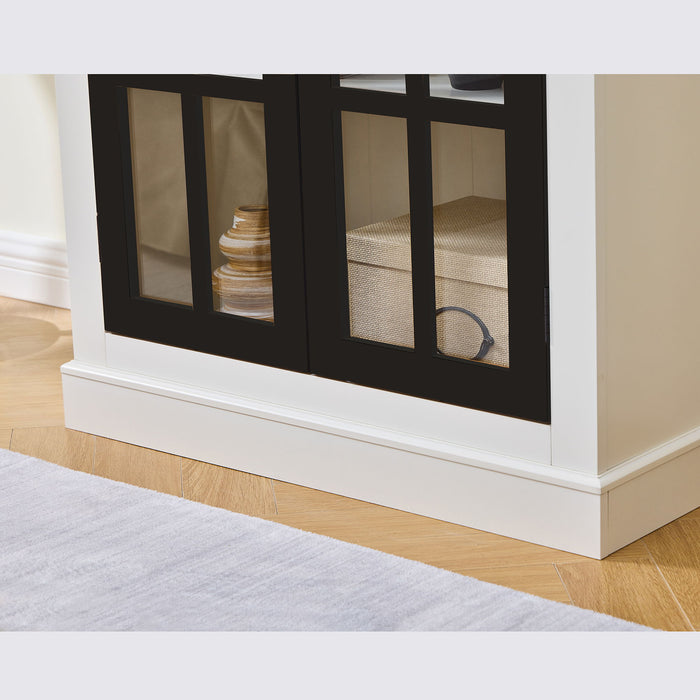 Rustic Style Display Cabinet With Glass Doors For Collectibles