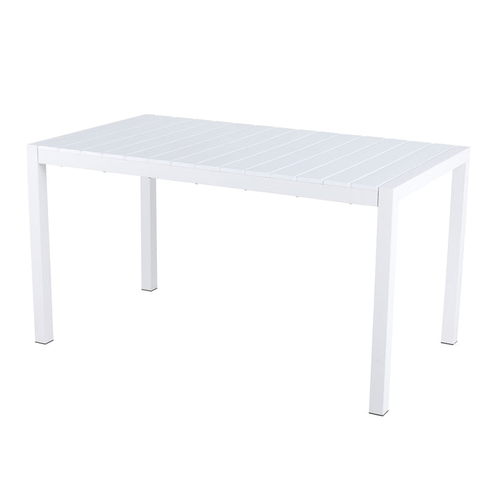 Modern Long Table, UV Resistant And Rust Proof, Pp Tabletop, UV Resistant Powder Coated Metal Legs - Snow White