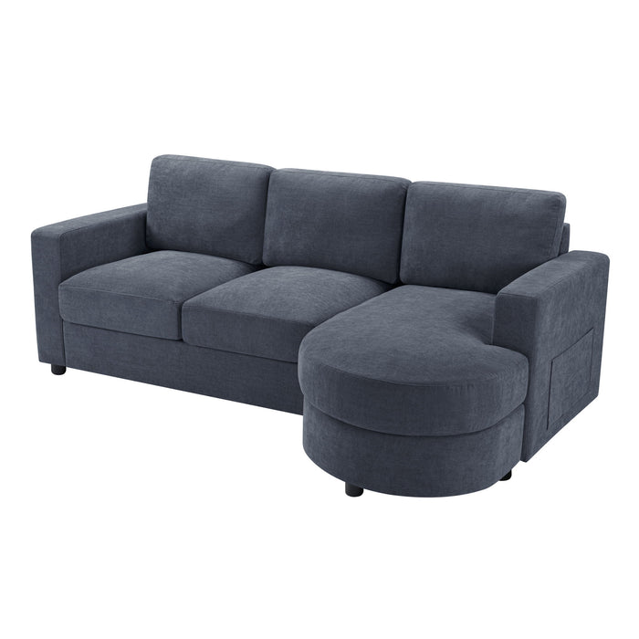 Modern L-Shaped Sectional Sofa With Curved Chaise, USB Ports, And Side Storage Pockets