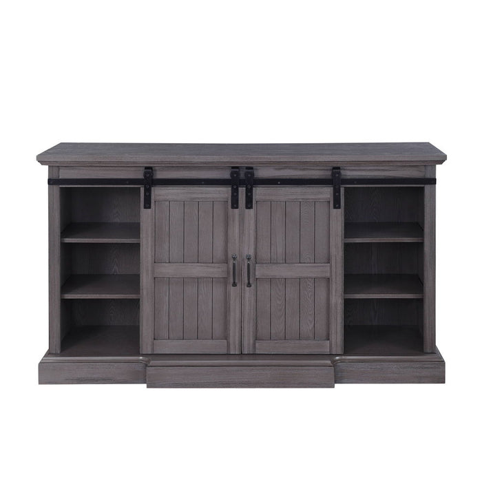 Admon - TV Stand With Fireplace - Gray Oak