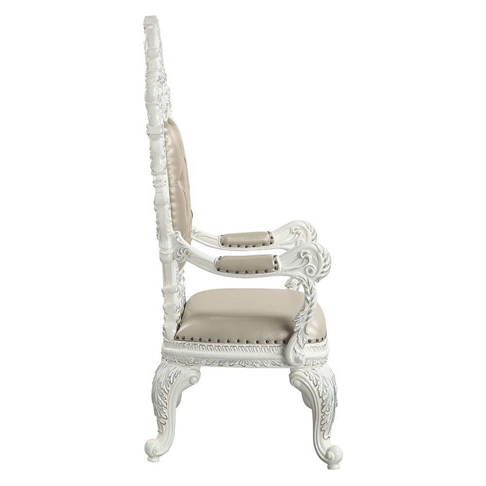 Vanaheim - Arm Chair Set of 2) - Beige Synthetic Leather & Antique White