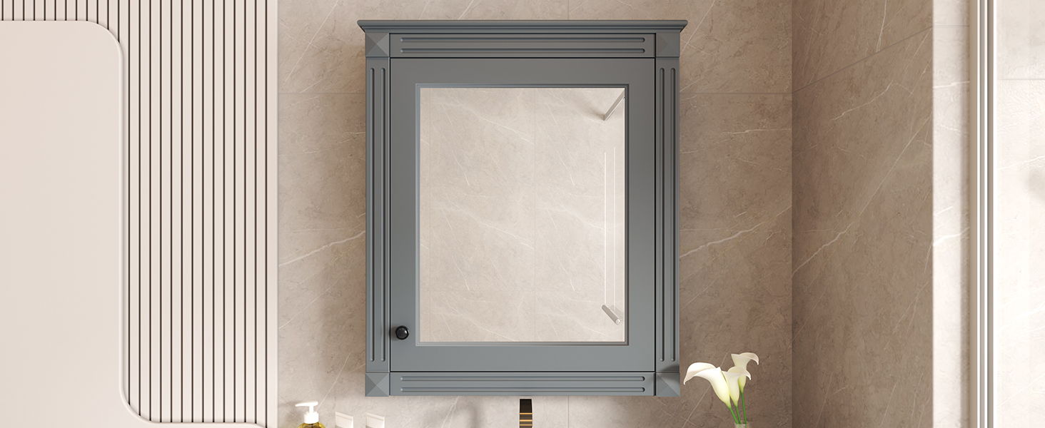 Wall Mounted Bathroom Storage Cabinet With Mirror, Medicine Cabinet With Height Adjustable Shelf