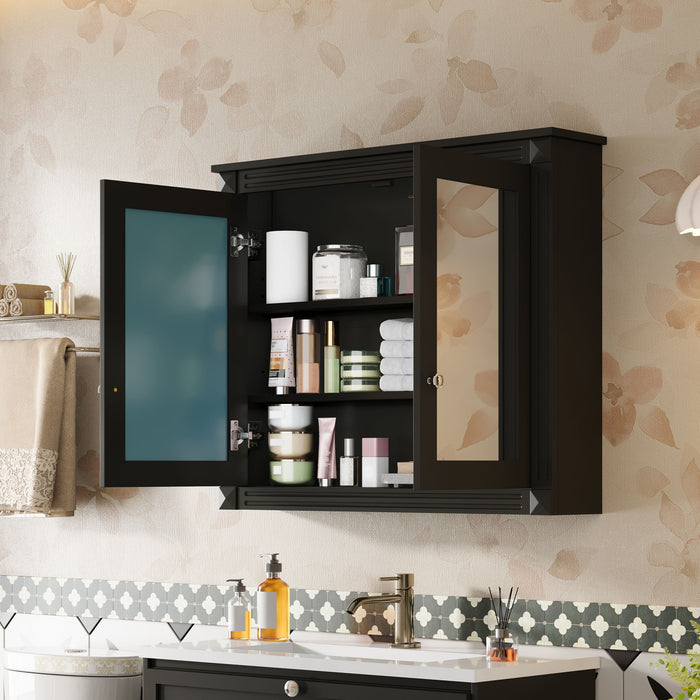 Wall-Mounted Medicine Cabinet With 2 Mirrors, Adjustable Shelves