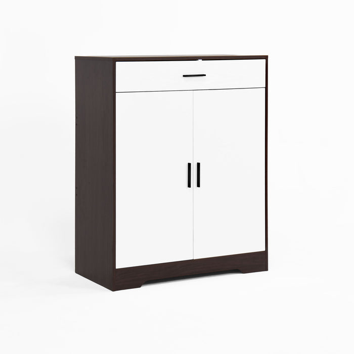 Freestanding Wooden Shoe Cabinet, 4 Tier Organizer With Drawer