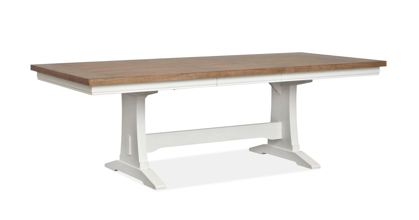 Kingston - Extendable Trestle Dining Table - Whisper White And Cerused Nutmeg