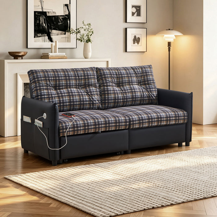 Sleeper Sofa, Expandable Sectional With Ottoman For Living Room