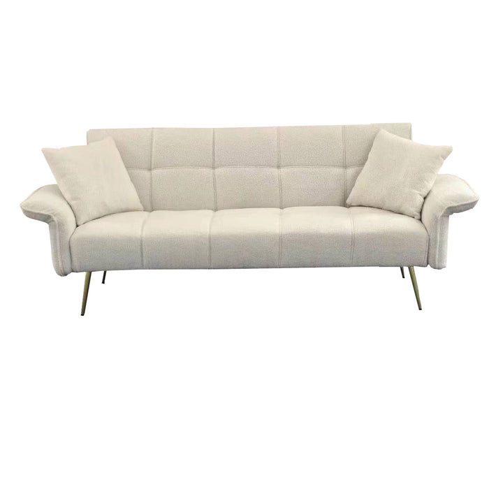 Convertible Double Futon Sofa Bed With Folding Armrests For Living Rooms