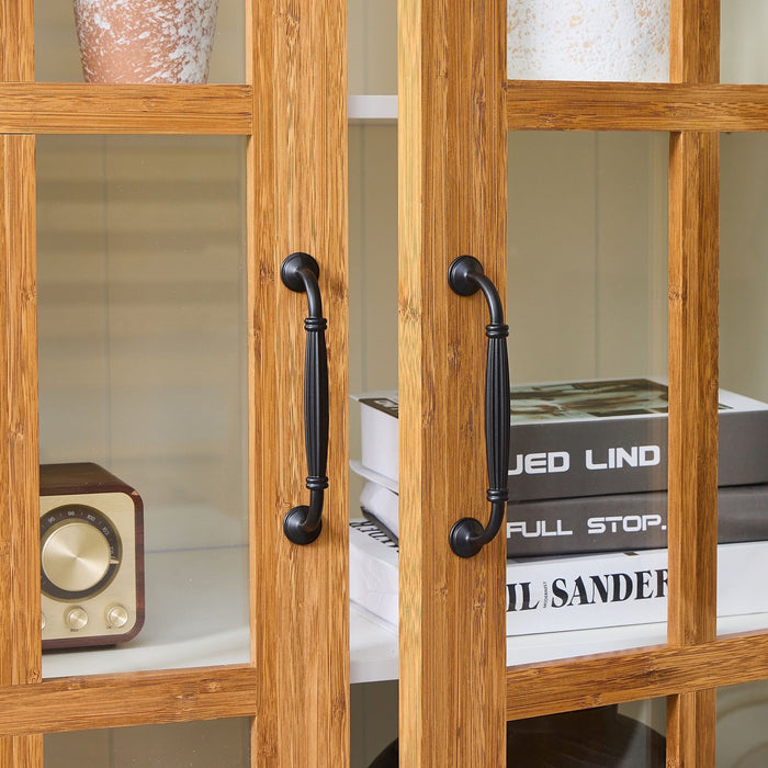 Rustic Style Display Cabinet With Glass Doors For Collectibles