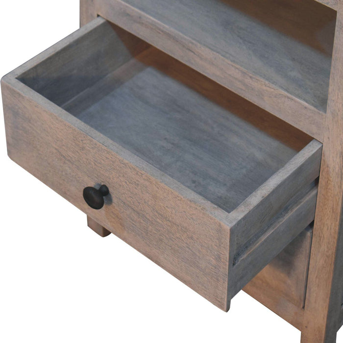 Acid - 2 Drawer Open Bedside Table - Gray Ash