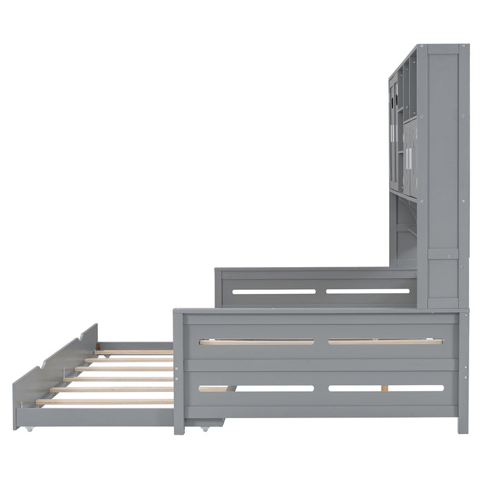 Daybed With All-In-One Cabinet And Shelf