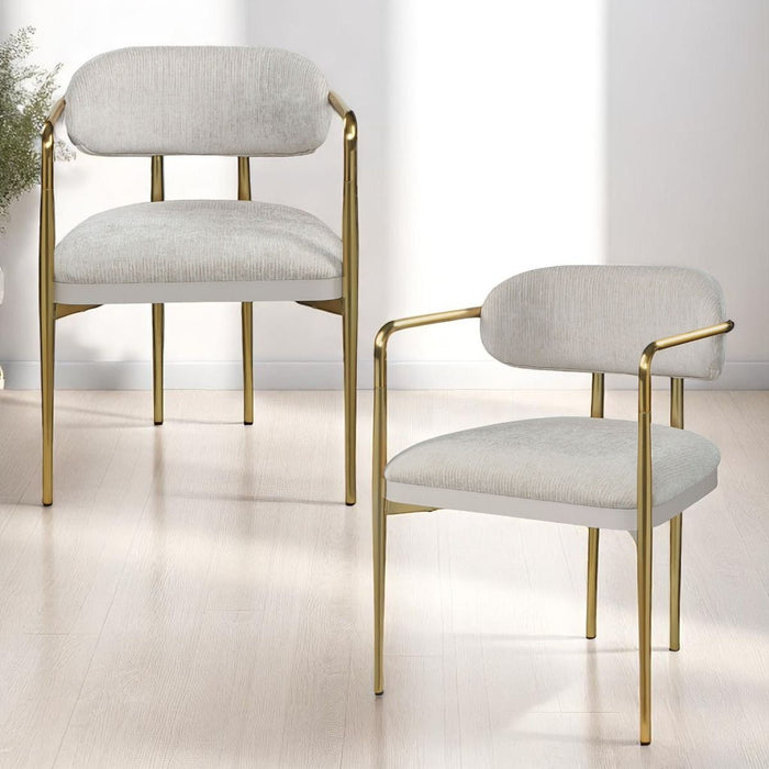Zayn - Arm Chair Set of 2) - Beige Chenille & Gold