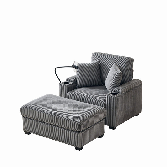 Oversized Chaise Lounge Chair With Ottoman And Storage
