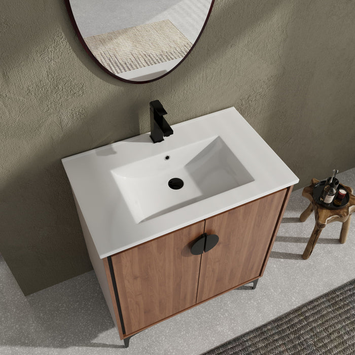 Modern Bathroom Vanity With Top Sink, Engineered Wood Storage Cabinet