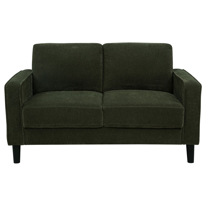 Ruth Fabric Upholstered Track Arm Loveseat Matcha Green