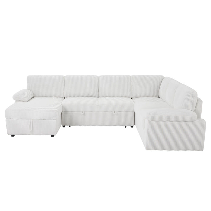 Oversized Modular Storage Sectional Sofa Couch For Home Apartment Office Living Room, Free Combination L / U Shaped Corduroy Upholstered Deep Seat Furniture Convertible Sleeper Sofabed Right