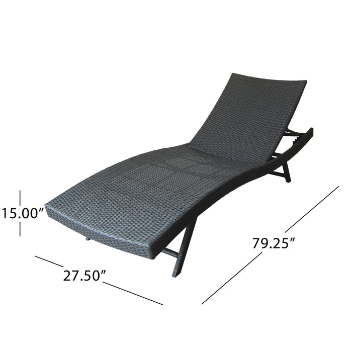 Wicker Chaise With Adjustable Reclining Seats (Set of 2) - Gray