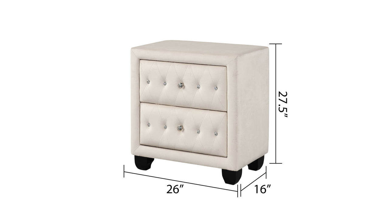 Hazel Modern Style Queen 4Pc Vanity Bedroom Set With USB Ports & Made With Wood In Cream