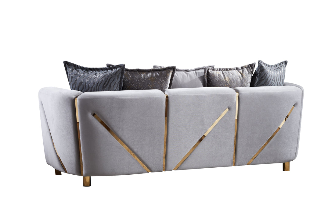 Chanelle Thick Velvet Upholstered Sofa Made With Wood In Gray