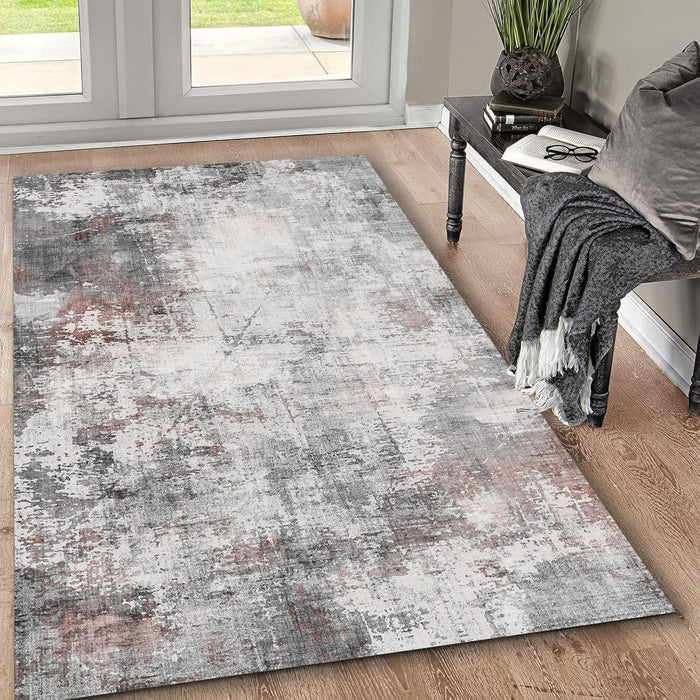 Toucan - 5' X 7' Washable Non - Slip Area Rug - Ivory / Dark Gray