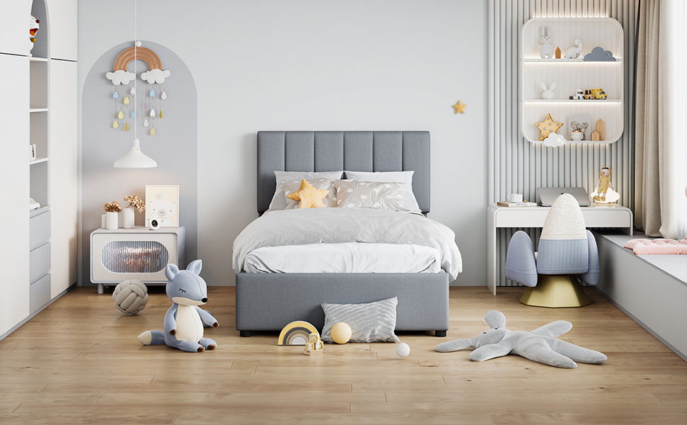 Upholstered Platform Bed With A Hydraulic Storage System