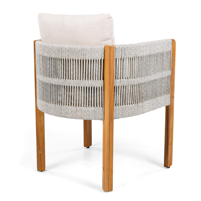Outdoor Dining Chairs & Rope Handles (Set of 2) - Beige / Teak
