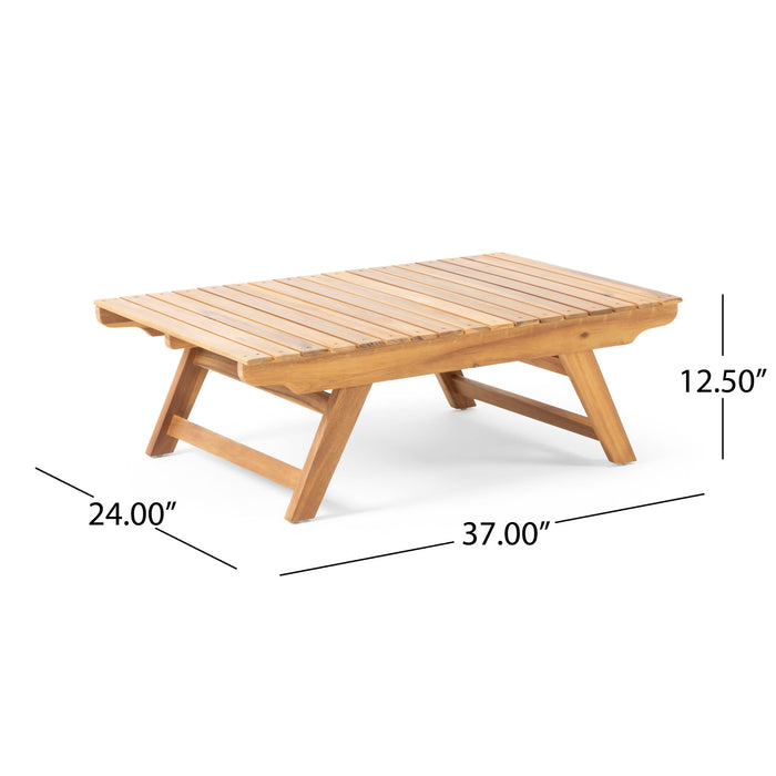 Outdoor Acacia Wood Coffee Table With Open Slat Design