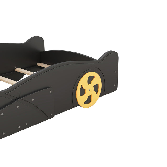 Race Car Shaped Platform Bed With Wheels And Storage
