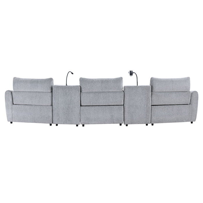 Fullar - Modular Power Motion Armless Recliner - Light Gary Chenille
