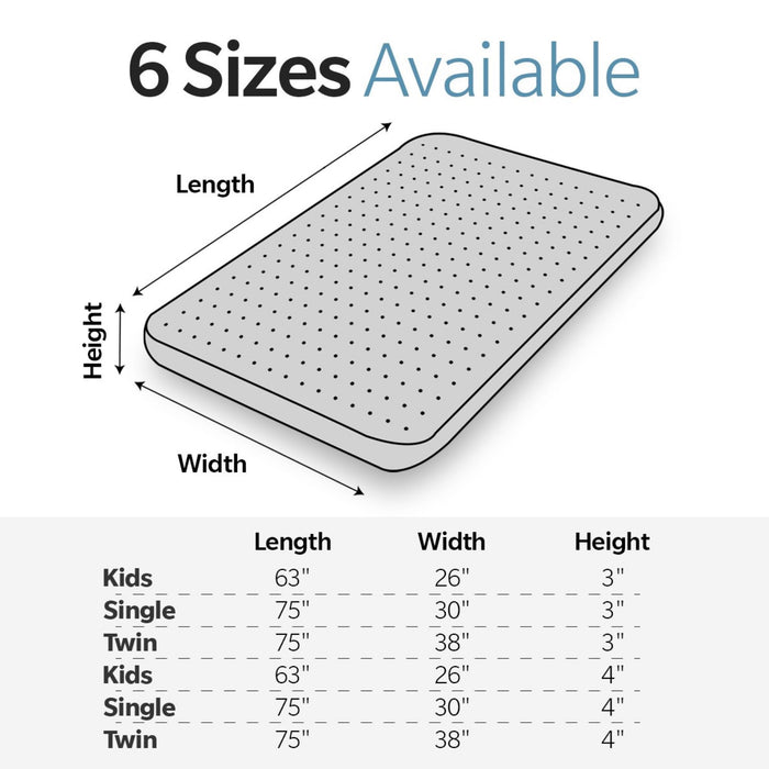 Memory Foam Camping Mattress With Water Resistant Zipper Cover - Gray
