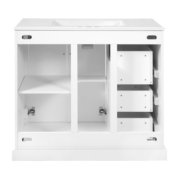 Bathroom Vanity With Sink, Soft Close Doors, Adjustable Shelf & 3 Drawers