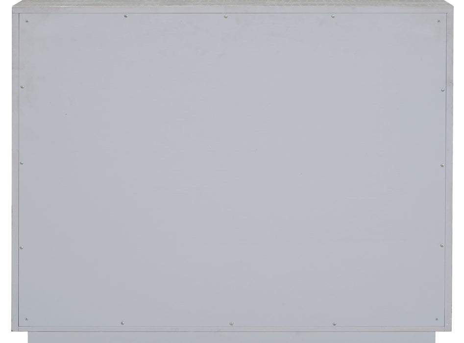 Anpu - Faux Crocodile Skin Console Cabinet - Silver